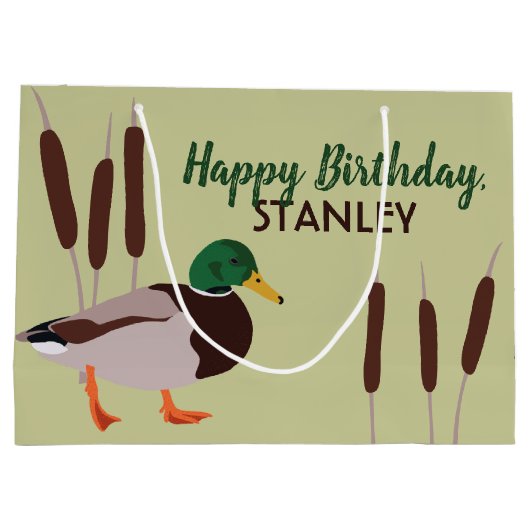 マラードダックリアリスティックイラストレーション パーソナライズされた ラージペーパーバッグ (裏面)