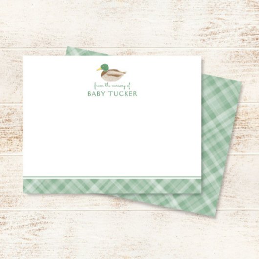 マラードダック名門私立校風のボーイ赤ちゃんシャワーありがとう ノートカード