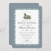 マラードダック狩りブルーギンガムブライダルシャワー 招待状 (正面/裏面)