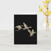 マラードダック飛んでいるカモフラージュ迷彩柄ダック狩りC カード (黄色い花)