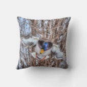 マラード飛んでいるダック・ドレイク野生生物写真 クッション (裏面)