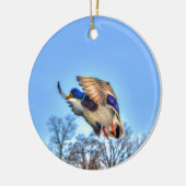 マラード飛んでいるダック・ドレイク野生生物写真 セラミックオーナメント (左)