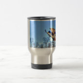 マラード飛んでいるダック・ドレイク野生生物写真 トラベルマグ (中央)