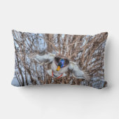 マラード飛んでいるダック・ドレイク野生生物写真 ランバークッション (裏面)