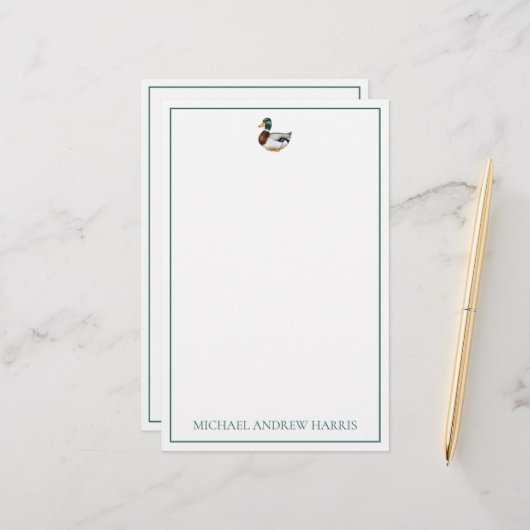 マラ名門私立校風のードダックパーソナライズされた 便箋 (正面/裏面インサイチュ)