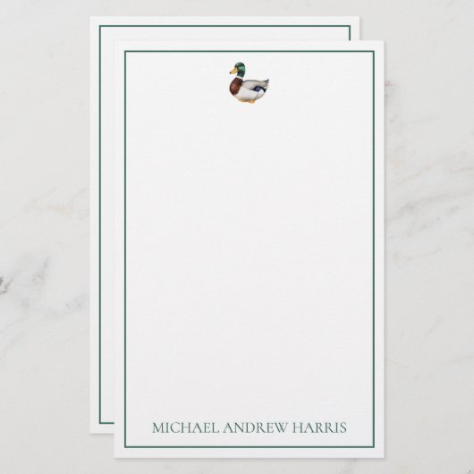 マラ名門私立校風のードダックパーソナライズされた 便箋 (正面/裏面)