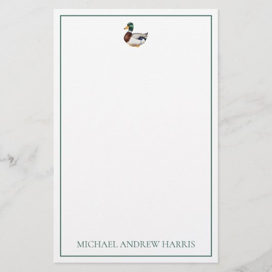 マラ名門私立校風のードダックパーソナライズされた 便箋 (正面)