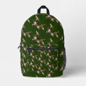 マラ飛んでいるードアヒルが緑 プリントバックパック (正面)