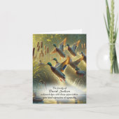 マラ飛んでいるードダックス悔やみや弔慰ありがとう サンキューカード (正面)