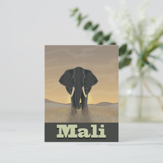 マリの風景ヴィンテージ旅行ポスター ポストカード (スタンド正面)
