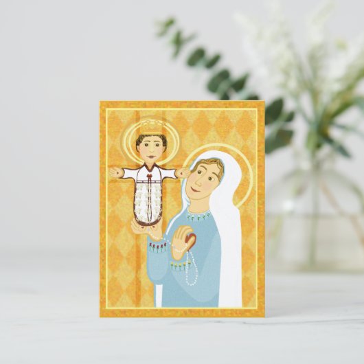 マリアとイエスモダンカソリックのアイコン ポストカード (スタンド正面)