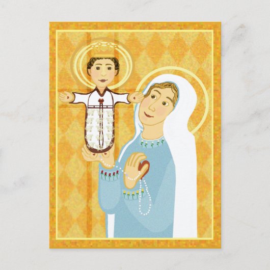 マリアとイエスモダンカソリックのアイコン ポストカード (正面)