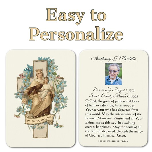 マリアとイエス葬儀記念祈りの言葉聖札