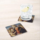 マリアとベビーイエスと天使のクリスマス スクエアペーパーコースター (インサイチュ)