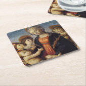 マリアとベビーイエスと天使のクリスマス スクエアペーパーコースター (アングル)