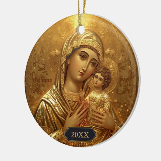 マリアとベビーイエズスの宗教クリスマスオーナメント セラミックオーナメント (左)