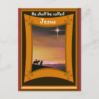 マリアとヨセフが道を歩いている ポストカード