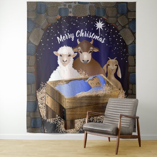 マリアとヨハネのキリストの降誕祭の背景 タペストリー (インサイチュ)