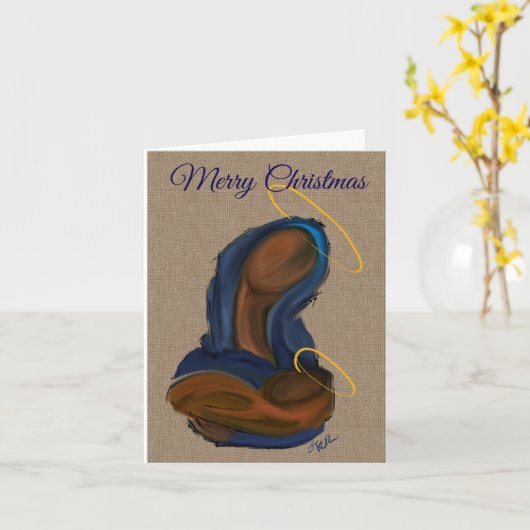 マリアと子供 カード (黄色い花)