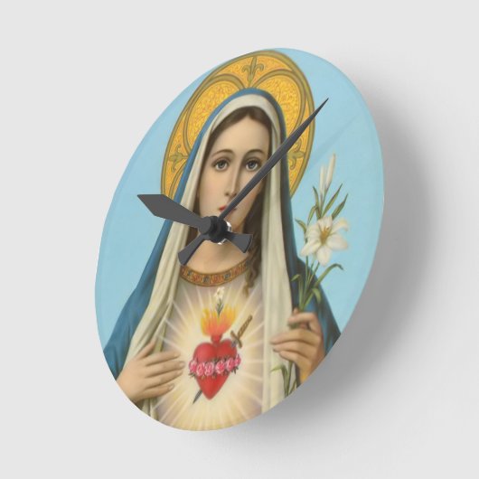 マリアのハートを汚さない我が婦人の宗教像 ラウンド壁時計 (傾斜)