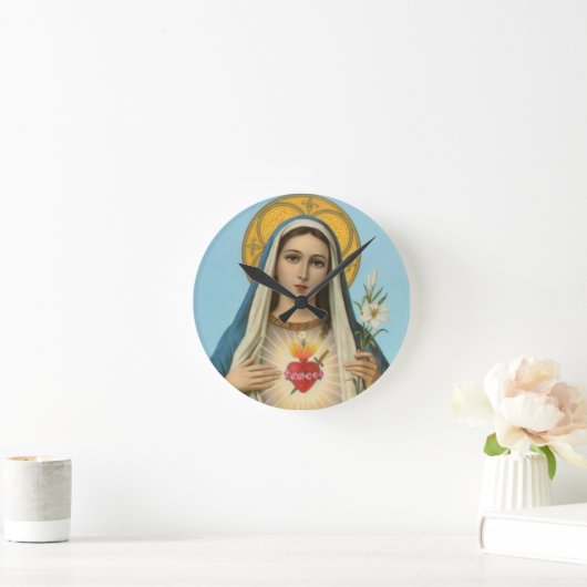 マリアのハートを汚さない我が婦人の宗教像 ラウンド壁時計 (ホーム)