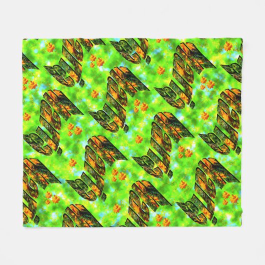 マリアの名前のロゴにオレンジ色のデイジー、 フリースブランケット (正面(横))