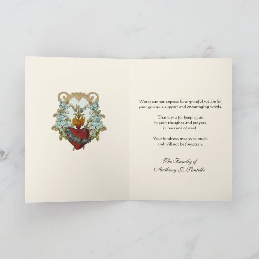 マリアへの哀悼の気持ちを表す葬儀のお礼、聖母マリア サンキューカード (内部)