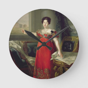 マリアイザベルde Braganza 1829年女王夫人(油 ラウンド壁時計