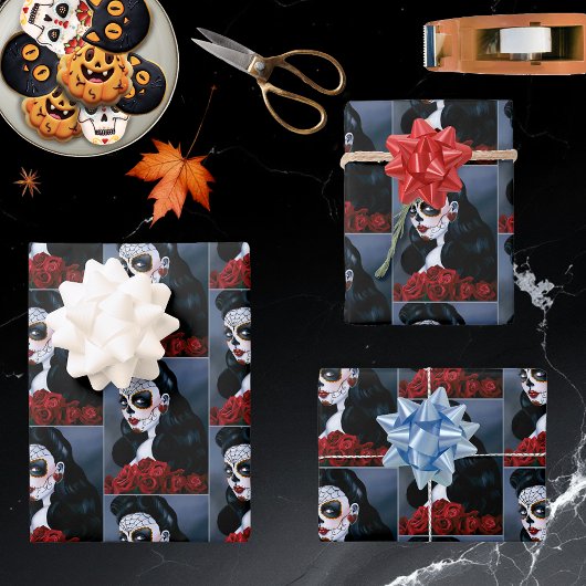 マリアシュガースカルレッドローゼス ラッピングペーパーシート