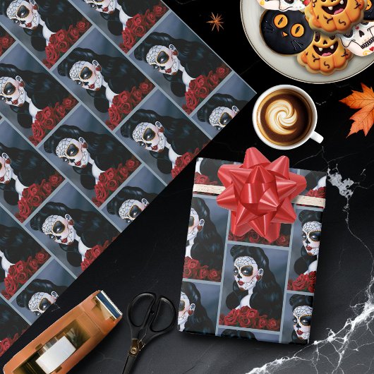 マリアシュガースカルレッドローゼス ラッピングペーパー