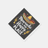 マリアチは私のハッピープレイスメキシコミュージックサクソフォン スタンダードカクテルナプキン (角)