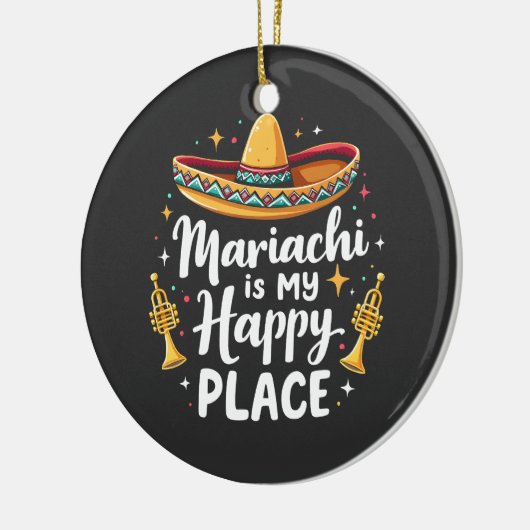 マリアチは私のハッピープレイスメキシコミュージックサクソフォン セラミックオーナメント (左)