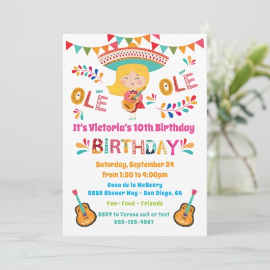 マリアチガールメクシアンフィエスタバースデーパーティー 招待状 (スタンド正面)