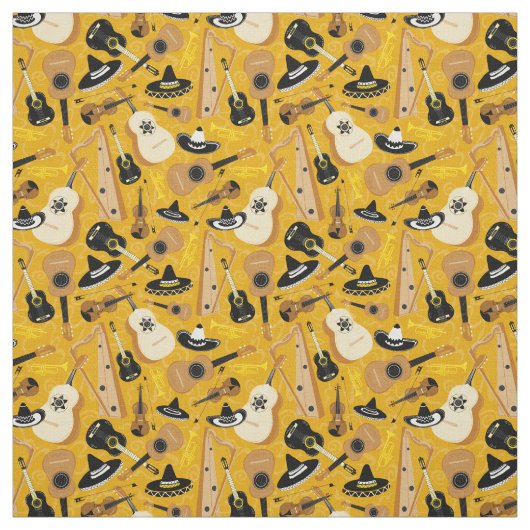 マリアチバンド楽器パターン ファブリック (見本)