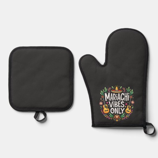 マリアチビベスオンメキシコサクソフォーン音楽愛好家 鍋つかみ&鍋敷きセット (正面)