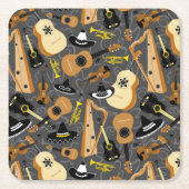 マリアチミュージックおもしろい スクエアペーパーコースター (正面)