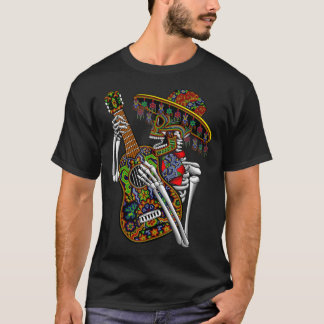 マリアチ遊スケルトンの死のギタデー Tシャツ