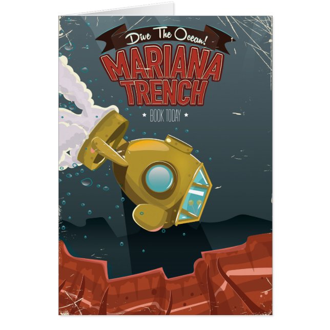 マリアナストレンチヴィンテージ漫画旅行ポスター。 (正面)