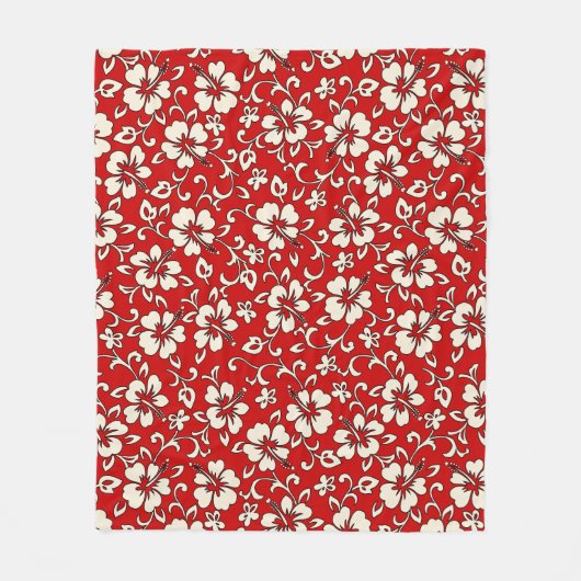 マリアハイビスカスハワイアンパラオプリント フリースブランケット (正面)