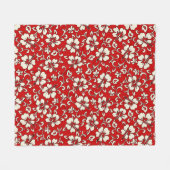 マリアハイビスカスハワイアンパラオプリント フリースブランケット (正面(横))