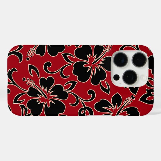 マリアハイビスカスハワイアンフローラ赤と黒 Case-Mate iPhoneケース (裏面 (横))