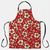 マリアハイビスカスハワイアンレッド&クリーム エプロン (正面)