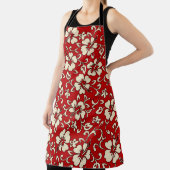 マリアハイビスカスハワイアンレッド&クリーム エプロン (インサイチュ)