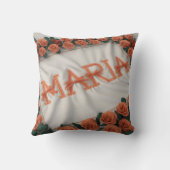 マリアパーソナライズされたウィズオレンジバラ クッション (裏面)