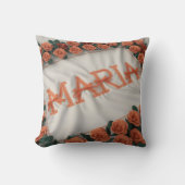 マリアパーソナライズされたウィズオレンジバラ クッション (正面)