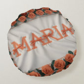 マリアパーソナライズされたウィズオレンジバラ ラウンドクッション (裏面)