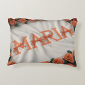 マリアパーソナライズされたフリースブランケットウィズオレンジバラ アクセントクッション (裏面)