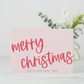 マリアレッドピンクかわいいトレンディーファミリーメリークリスマス シーズンカード (スタンド正面)