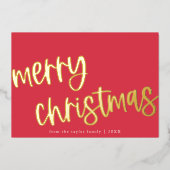 マリアレッドピンクゴールドフォイルファミリーメリークリスマス 箔シーズンカード (正面)