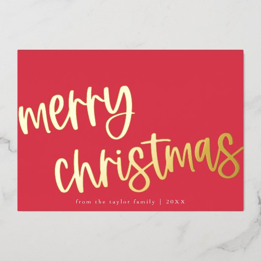 マリアレッドピンクゴールドフォイルファミリーメリークリスマス 箔シーズンカード (正面)